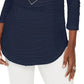 JM Collection Blusa de malha texturizada ondulada feminina, azul, tamanho médio