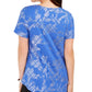 Camiseta feminina de manga curta com estampa metálica JM Collection, azul, tamanho pequeno