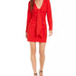 Vestido tubinho feminino INC International Concepts com drapeado frontal, vermelho, tamanho grande
