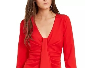 Vestido tubinho feminino INC International Concepts com drapeado frontal, vermelho, tamanho grande