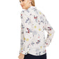 Camisa de linho feminina com estampa floral e botões Charter Club, vermelha, tamanho médio