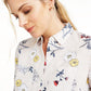 Camisa de linho feminina com estampa floral e botões Charter Club, vermelha, tamanho médio