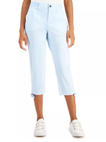 Calça Capri Feminina Estilo &amp; Co Amarrada Azul Brilhante Tamanho 4