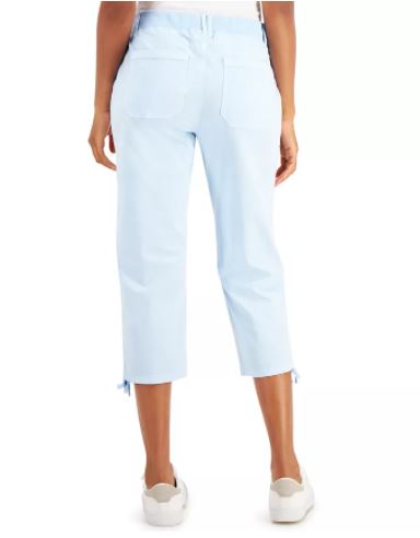 Calça Capri Feminina Estilo &amp; Co Amarrada Azul Brilhante Tamanho 4
