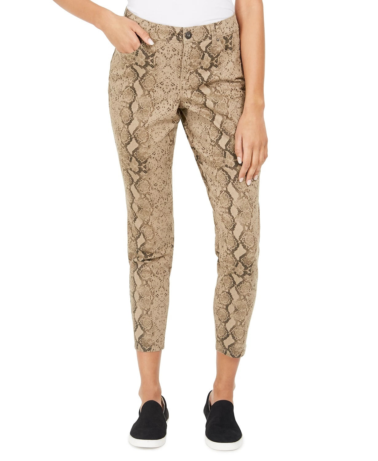 Calça jeans skinny estampada com controle de barriga curvilínea Style &amp; Co feminina, marrom, tamanho 8