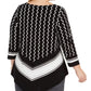 Blusa feminina estampada Alfani com bainha em V, preta, tamanho 1X