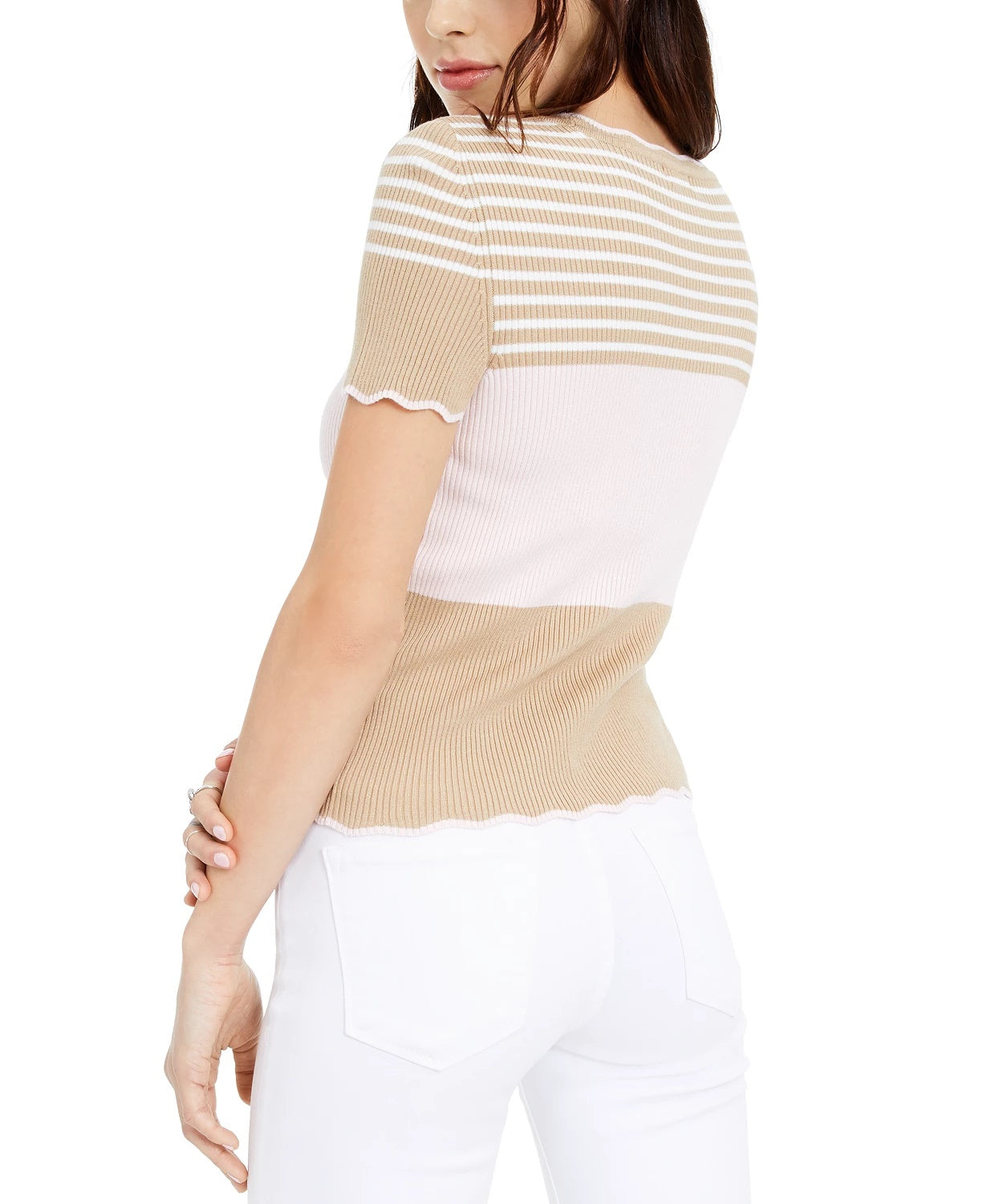 Blusa feminina estampada London da Maison Jules, bege, tamanho grande