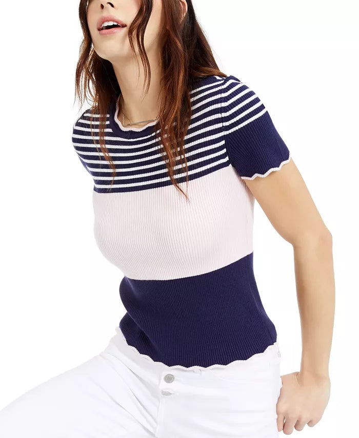 Blusa feminina estampada London da Maison Jules, azul-marinho, tamanho médio