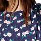 Blusa feminina Maison Jules com estampa floral e botões nas costas, azul-marinho, tamanho grande
