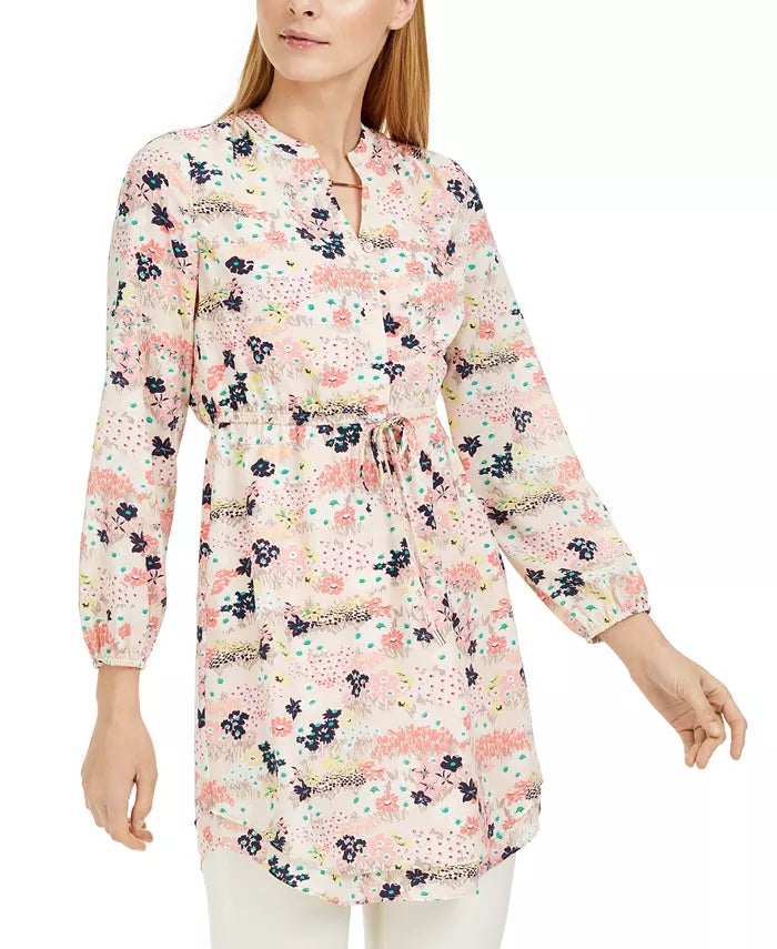 Vestido estampado com cordão feminino Maison Jules, rosa, tamanho grande