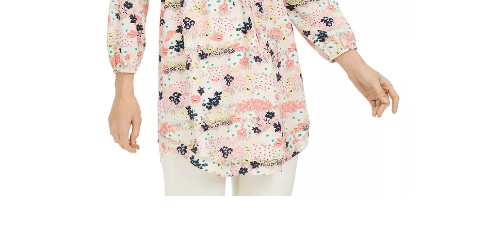 Vestido estampado com cordão feminino Maison Jules, rosa, tamanho grande