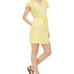 Vestido feminino Maison Jules estampado com cordão na cintura, tamanho médio, amarelo