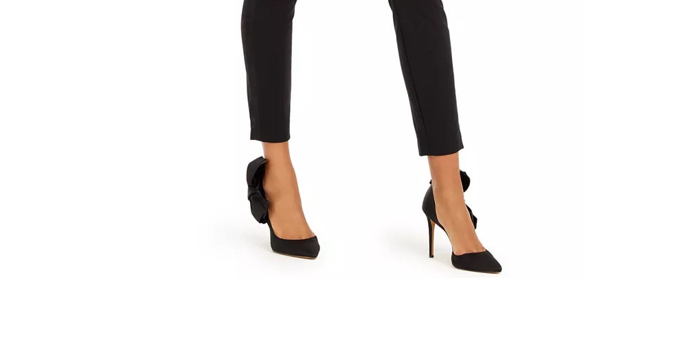 Calça feminina afunilada com detalhes de laço da INC International Concepts, preta, tamanho 2