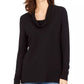 Charter Club Blusa Feminina Gola Alta Preta Tamanho X-G