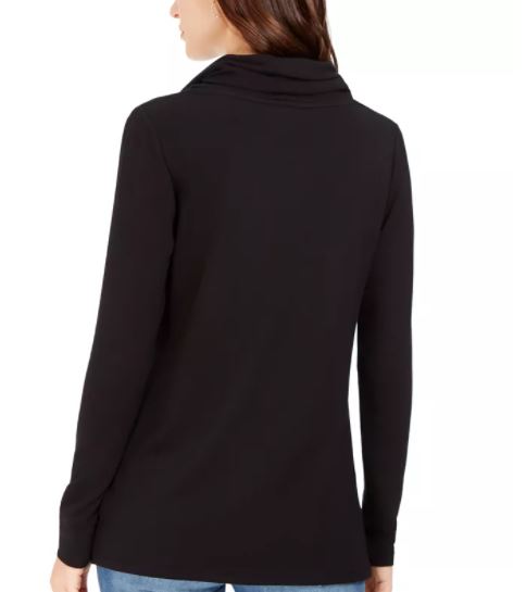 Charter Club Blusa Feminina Gola Alta Preta Tamanho X-G