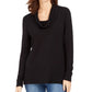 Blusa feminina Charter Club com decote careca, preta, tamanho grande
