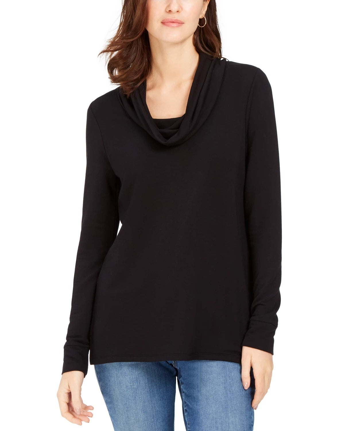 Charter Club Blusa Feminina Gola Alta Preta Tamanho Médio