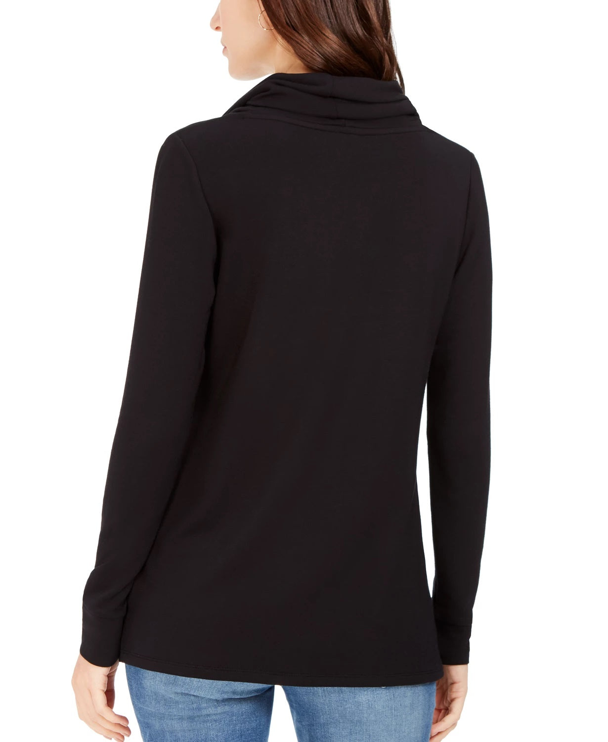 Charter Club Blusa Feminina Gola Alta Preta Tamanho Médio