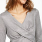 INC International Concepts Top feminino Criss Cross Shine prateado tamanho XX-G