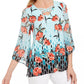 Blusa feminina com estampa Gatsby e decote em treliça, tamanho médio, azul-marinho, da JM Collection