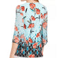 Blusa feminina com estampa Gatsby e decote em treliça, tamanho médio, azul-marinho, da JM Collection