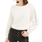 Moletom listrado feminino Bar III Shine, branco, tamanho X-G