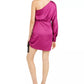 Vestido tubinho franzido de um ombro só feminino Bar III, rosa, tamanho 12