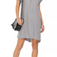 Vestido de camisa feminino estilo &amp; co, de cambraia, alto e baixo, cinza, tamanho grande