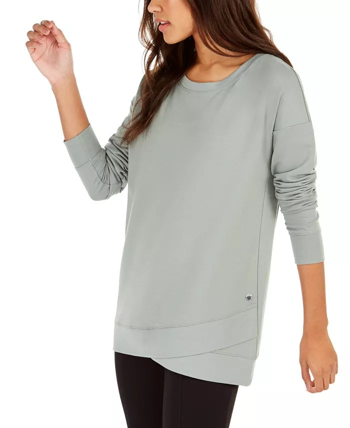 Blusa feminina Ideology French Terry Tulip Hem Verde Tamanho X-S