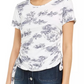 Blusa feminina com estampa toile e franzidos laterais, branca, tamanho grande, da INC International Concepts