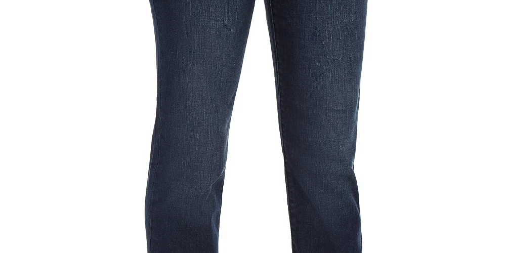 Jeans feminino estilo &amp; co moderno reto cintura média azul tamanho 6