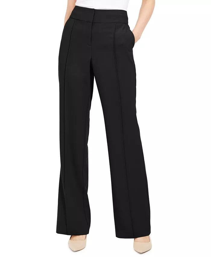 Calças Alfani Femininas Pintuck Tummy Control Pretas Tamanho 4 Petite