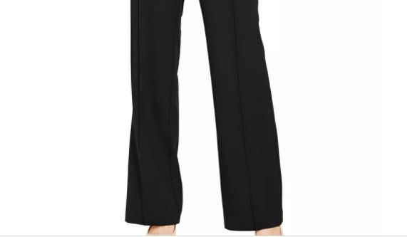 Calças Alfani Femininas Pintuck Tummy Control Pretas Tamanho 4 Petite
