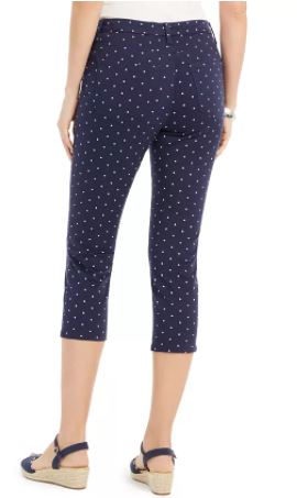 Calça jeans capri feminina com estampa de bolinhas Bristol Tummy Control, azul, tamanho 10, da Charter Club