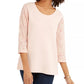 Blusa de algodão com mangas ilhós feminina Style &amp; Co, branca, tamanho grande