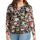 Top de malha drapeado plus size feminino International Concepts, preto, tamanho 1X