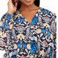 Blusa feminina plus size com botões e estampa floral, azul-turquesa, tamanho 2X, da INC International Concepts