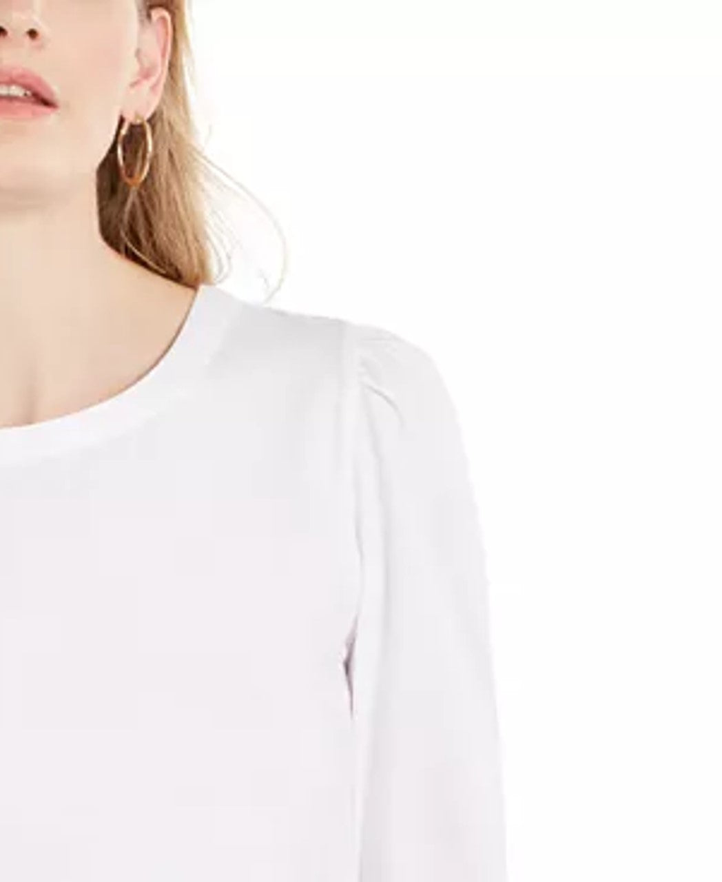 Charter Club Supima Puff Sleeve Top Feminino Branco Tamanho P
