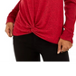 Suéter texturizado com gola alta e torção frontal BCX Junior, tamanho XS, vermelho