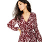 Vestido feminino com babados e estampa floral INC International Concepts, tamanho 16, vinho