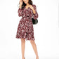 Vestido feminino com babados e estampa floral INC International Concepts, tamanho 16, vinho