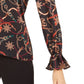 Blusa feminina Bar III com decote em V estampado, cor carvão, tamanho grande