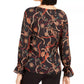 Blusa feminina Bar III com decote em V estampado, cor carvão, tamanho pequeno