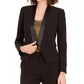 Blazer feminino Bar III, smoking, acabamento em cetim, frente aberta, abotoamento duplo, preto, tamanho 12