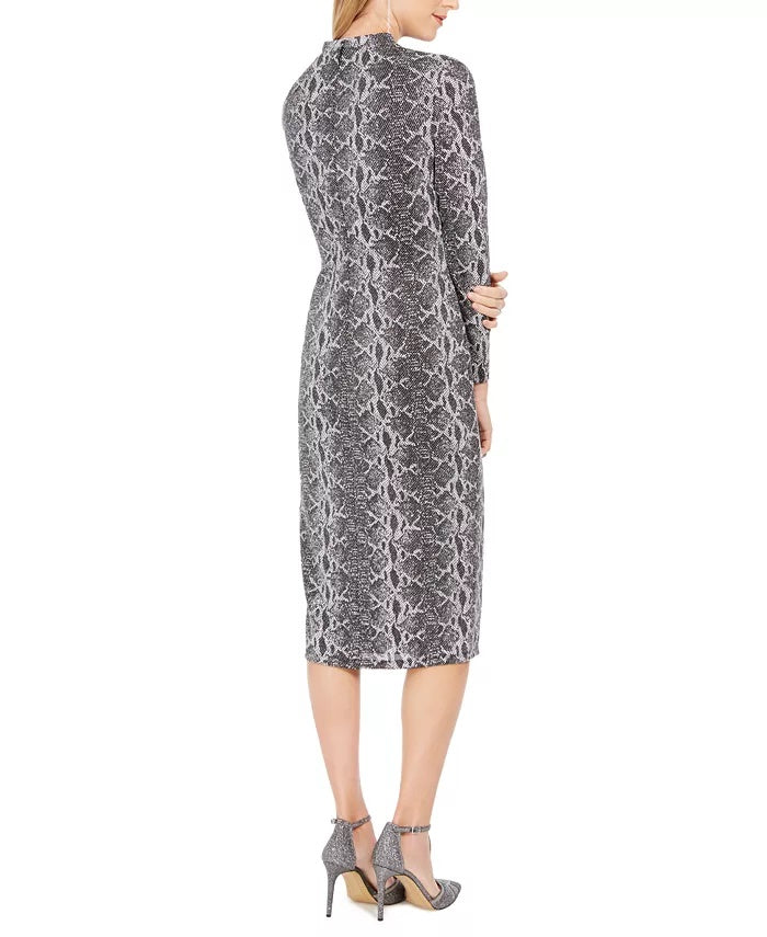 Vestido midi com bainha e estampa de cobra da INC International Concepts, cinza, tamanho 6