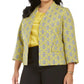 Jaqueta feminina Kasper xadrez jacquard, tamanho médio, amarela, 22W