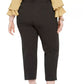 Calça feminina Bar III Trendy Plus listrada com cintura amarrada, tamanho 20W, carvão