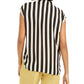 Blusa listrada feminina Bar III com decote em V e amarração, preta, tamanho X-G