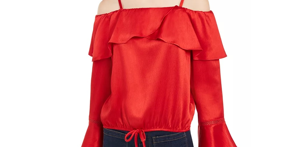 Blusa com babados e bainha amarrada BCX Junior, azul, tamanho grande