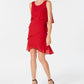 Vestido de chiffon em camadas feminino SL Fashions, vermelho, tamanho 8